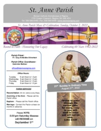 August 21st, 2022 Bulletin